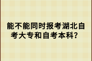 能不能同时报考湖北自考大专和自考本科？