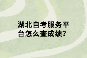 湖北自考服务平台怎么查成绩？