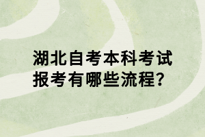 湖北自考本科考试报考有哪些流程？