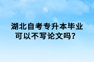 湖北自考专升本毕业可以不写论文吗？