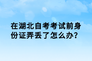 在湖北自考考试前身份证弄丢了怎么办？