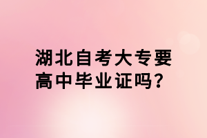 湖北自考大专要高中毕业证吗？