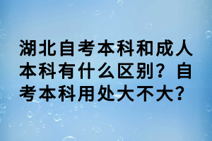 湖北自考本科和成人本科有什么区别？自考本科用处大不大？