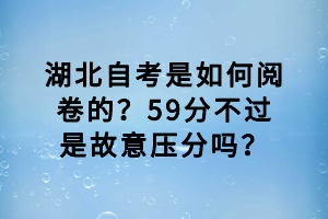 湖北自考是如何阅卷的？59分不过是故意压分吗？