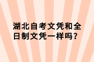 湖北自考文凭和全日制文凭一样吗？