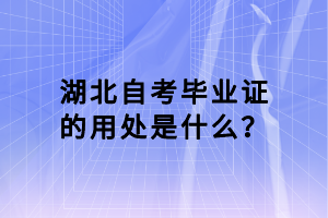 湖北自考毕业证的用处是什么？