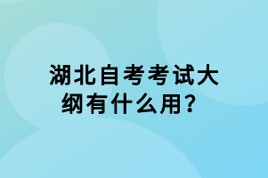 湖北自考考试大纲有什么用？