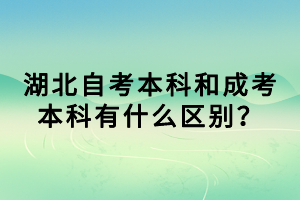 湖北自考本科和成考本科有什么区别？