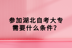 参加湖北自考大专需要什么条件？