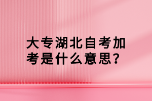 大专湖北自考加考是什么意思？