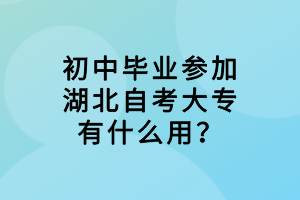 初中毕业参加湖北自考大专有什么用？