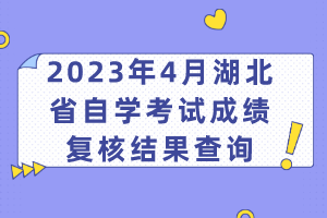 2023年4月湖北省自学考试成绩复核结果查询