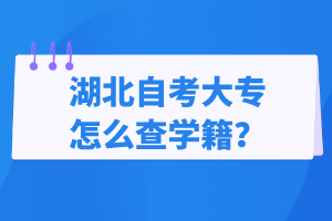 湖北自考大专怎么查学籍？