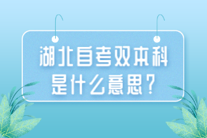 湖北自考双本科是什么意思？