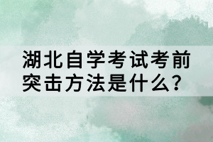 湖北自学考试考前突击方法是什么？