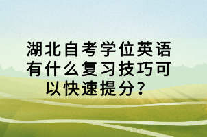 湖北自考学位英语有什么复习技巧可以快速提分？