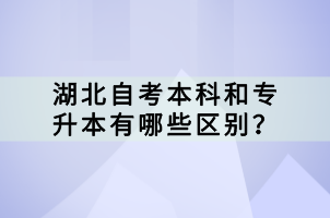 湖北自考本科和专升本有哪些区别？