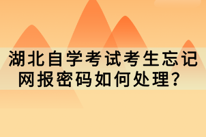 湖北自学考试考生忘记网报密码如何处理？