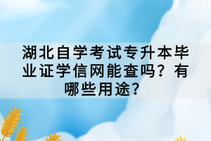 湖北自学考试专升本毕业证学信网能查吗？有哪些用途？