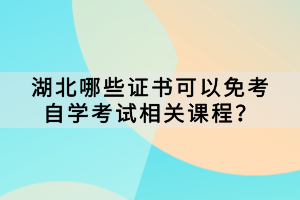 哪些证书可以免考湖北自学考试相关课程？