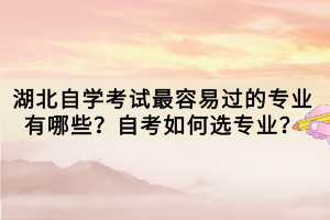 湖北自学考试最容易过的专业有哪些？自考如何选专业？