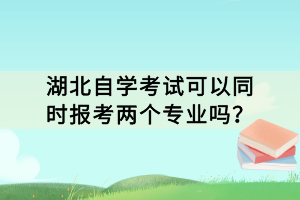 湖北自学考试可以同时报考两个专业吗？