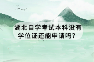 湖北自学考试本科没有学位证还能申请吗？