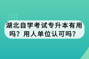 湖北自学考试专升本有用吗？用人单位认可吗？