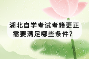 湖北自学考试考籍更正需要满足哪些条件？