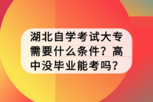 湖北自学考试大专需要什么条件？高中没毕业能考吗？