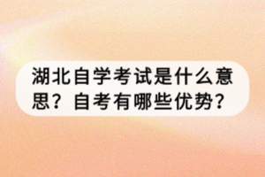 湖北自学考试是什么意思？自考有哪些优势？