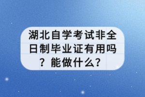 湖北自学考试非全日制毕业证有用吗？能做什么？