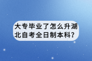 大专毕业了怎么升湖北自考全日制本科？