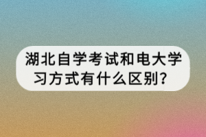 湖北自学考试和电大学习方式有什么区别？