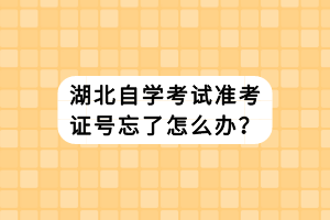 湖北自学考试准考证号忘了怎么办？