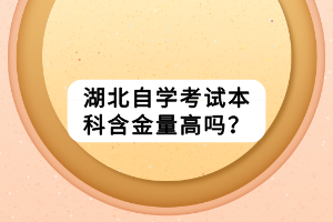 湖北自学考试本科含金量高吗？