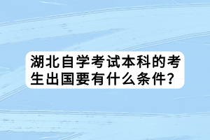 湖北自学考试本科的考生出国要有什么条件？