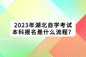 2023年湖北自学考试本科报名是什么流程？