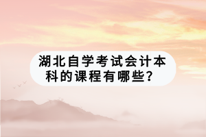 湖北自学考试会计本科的课程有哪些？