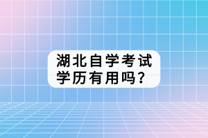 湖北自学考试学历有用吗？