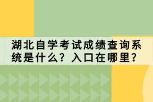 湖北自学考试成绩查询系统是什么？入口在哪里？