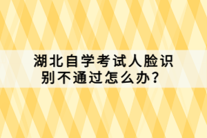 湖北自学考试人脸识别不通过怎么办？