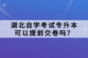 湖北自学考试专升本可以提前交卷吗？