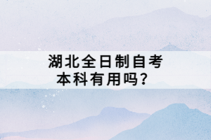 湖北全日制自考本科有用吗？