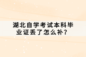 湖北自学考试本科毕业证丢了怎么补？