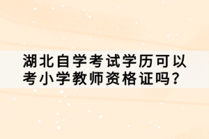 湖北自学考试学历可以考小学教师资格证吗？