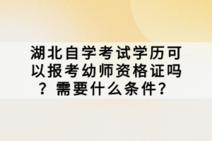 湖北自学考试学历可以报考幼师资格证吗？需要什么条件？