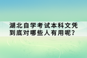 湖北自学考试本科文凭到底对哪些人有用呢？