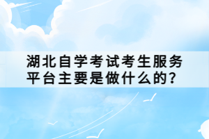 湖北自学考试考生服务平台主要是做什么的？