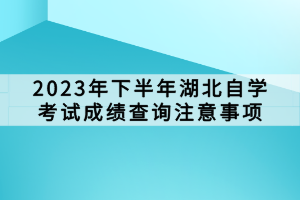 2023年下半年湖北自学考试成绩查询注意事项